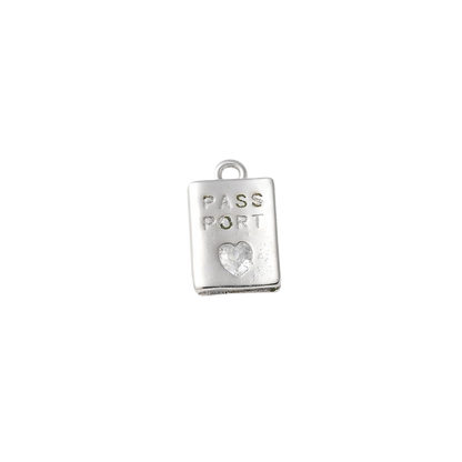 Transparent Silver Passport to Travel Charm 