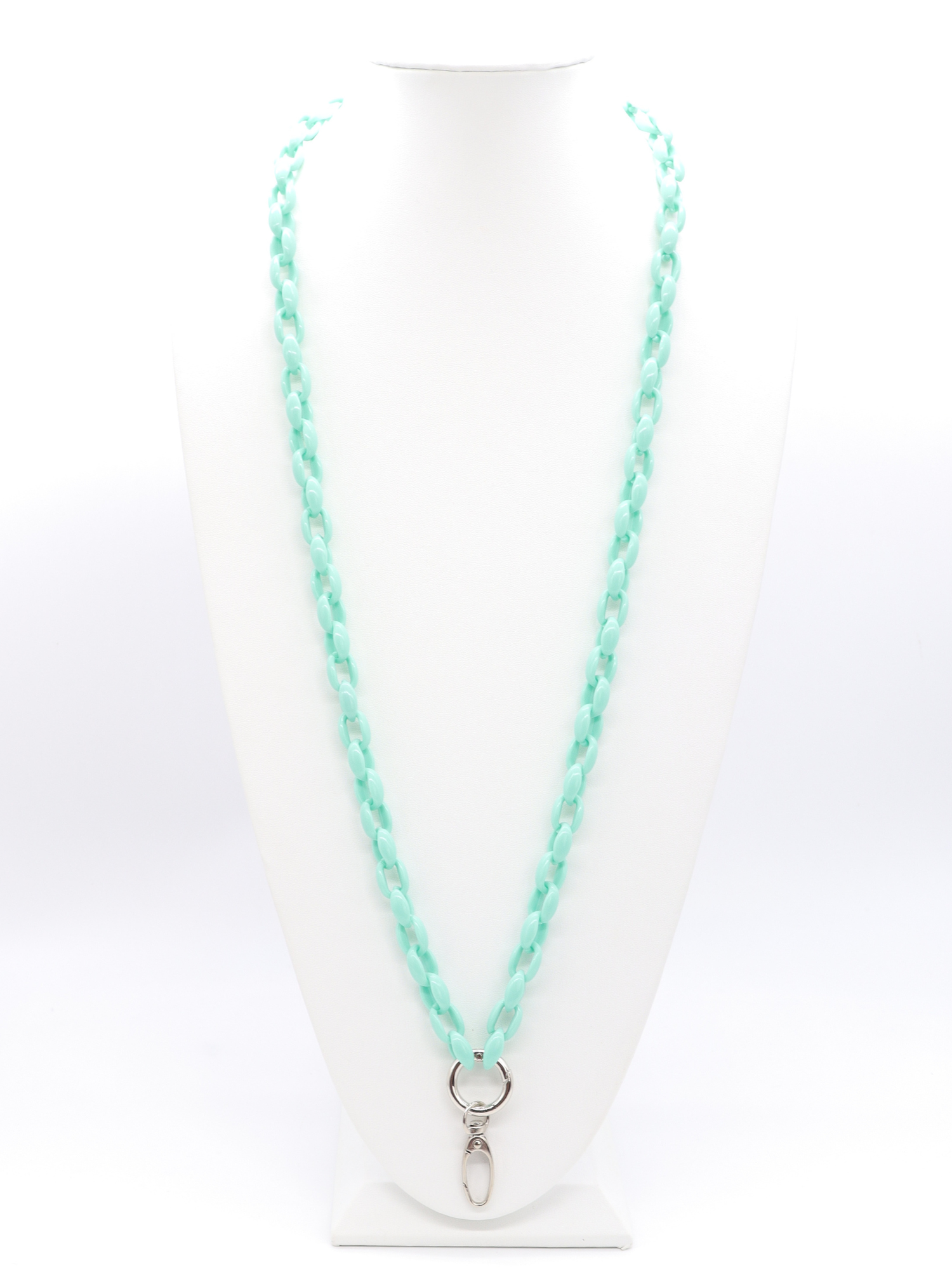 Pastel Green Lanyard with silver hardware