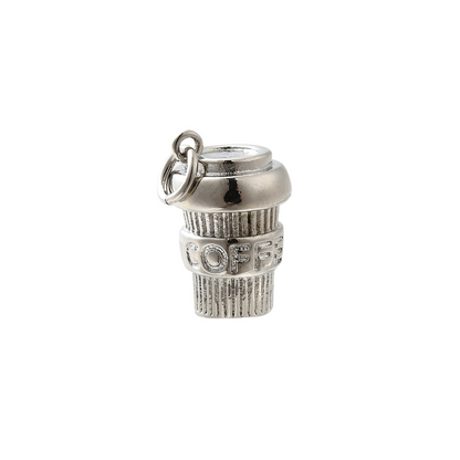 Front view of the Silver Coffee To Go Charm