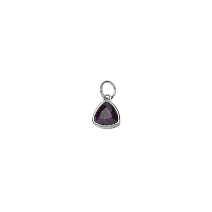 Silver Deep Purple Triangle Gemstone Charm  on transparent background 