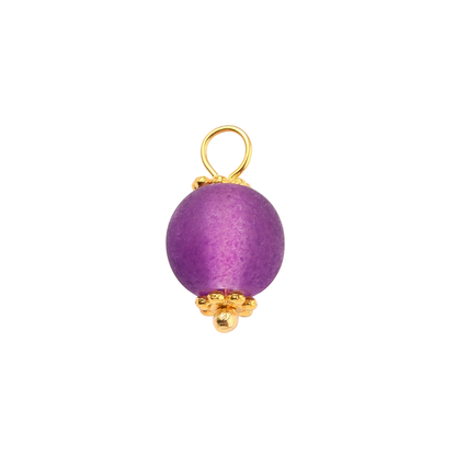 Front view of the Gold Frosted Glass Bead Charm | Assorted | Purple