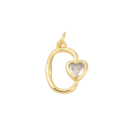 Transparent view Gold Colette Clear Cubic Zirconia Heart Charm