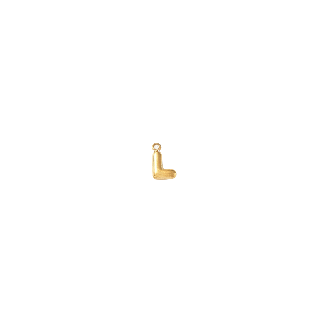 gold letter L on a white background 