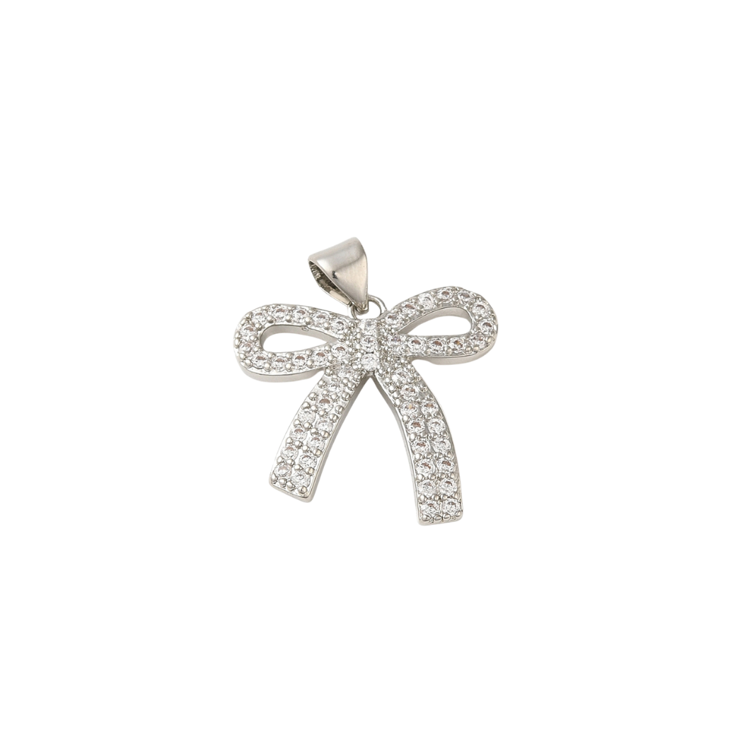 Silver Sparkle Cubic Zirconia Bowknot