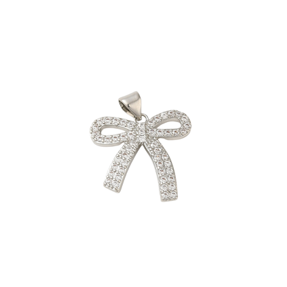 Front view of the Silver Sparkle Cubic Zirconia Bowknot