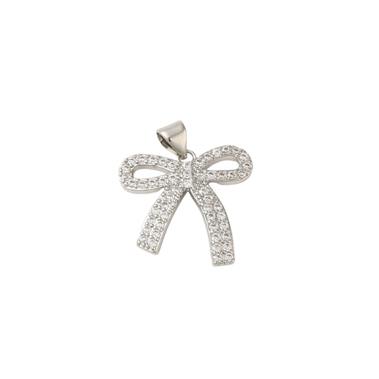 Silver Sparkle Cubic Zirconia Bowknot