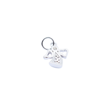 Back view of the Silver Guardian Angel with Cubic Zirconia Heart Charm