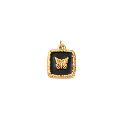 Gold Midnight Framed Butterfly Charm | Waterproof Stainless Steel on transparent background 