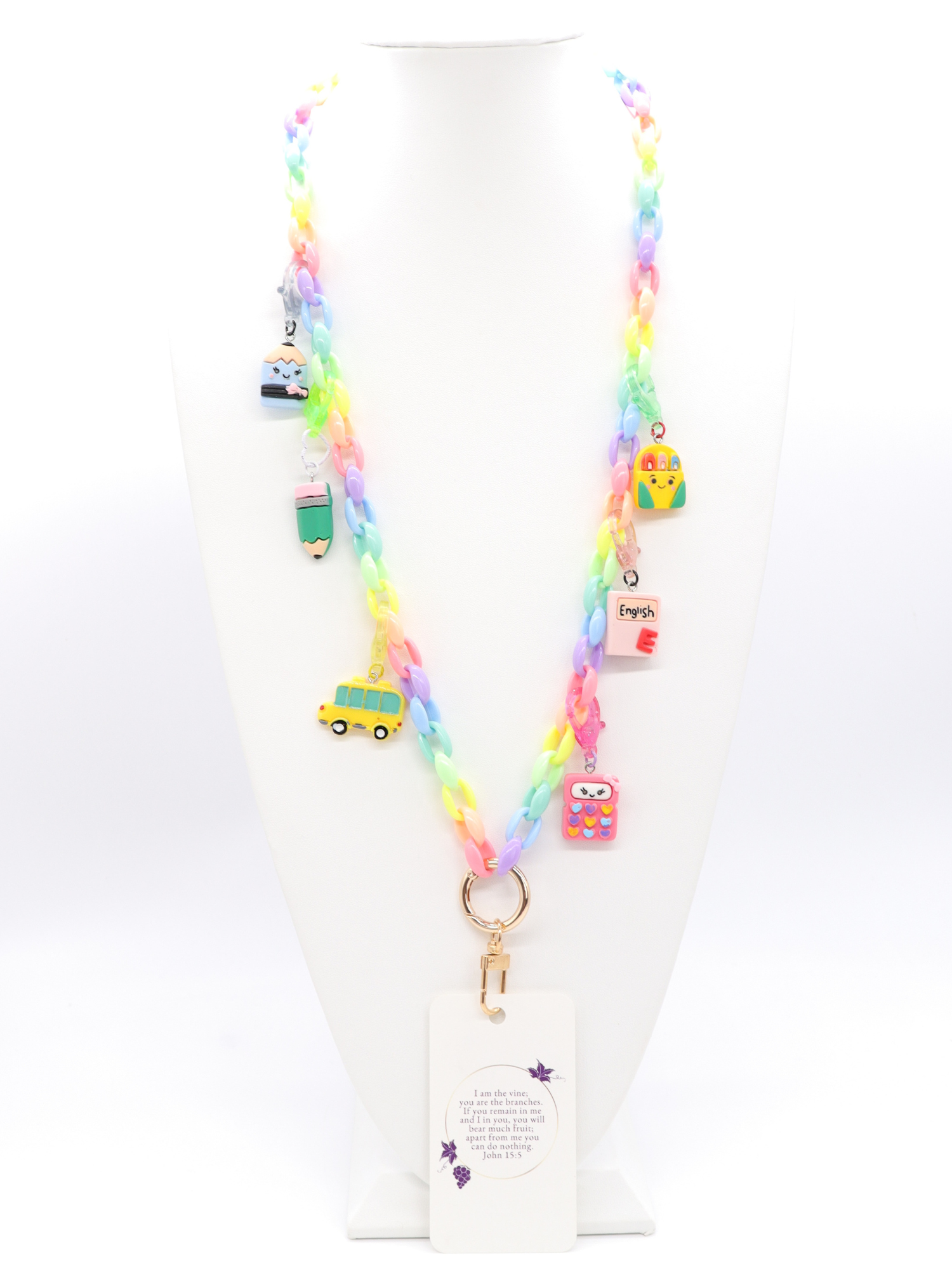 Rainbow pastel lanyard with charms