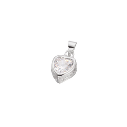 Front view of the Silver Cubic Zirconia Heart Charm
