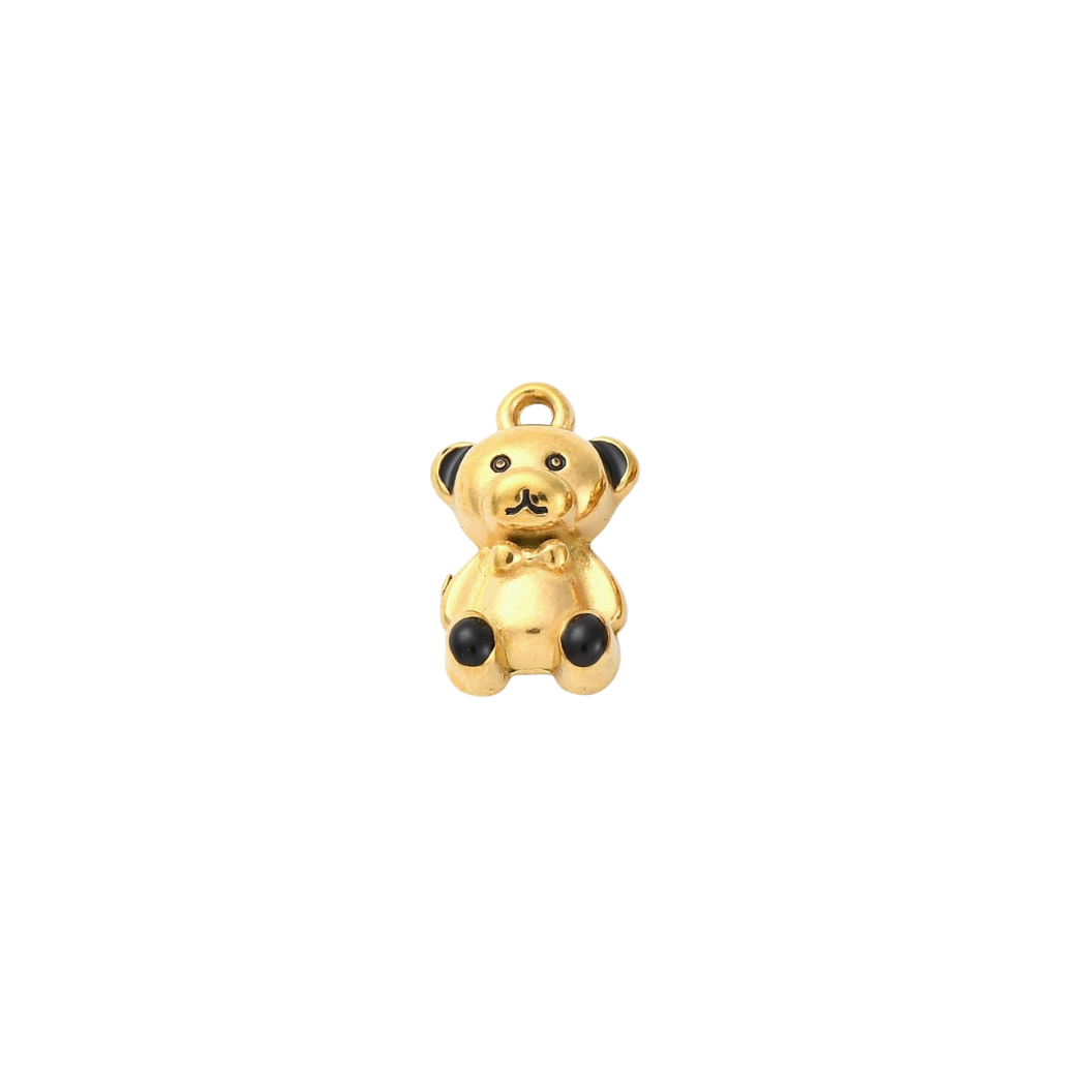 Gold Bow-Tie Teddy Charm