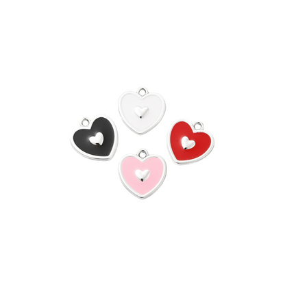 Front of four Silver Heart on Heart Charm | Assorted