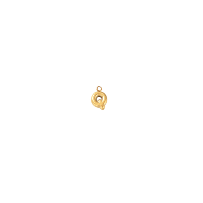 Gold pendant "Q" on a white background