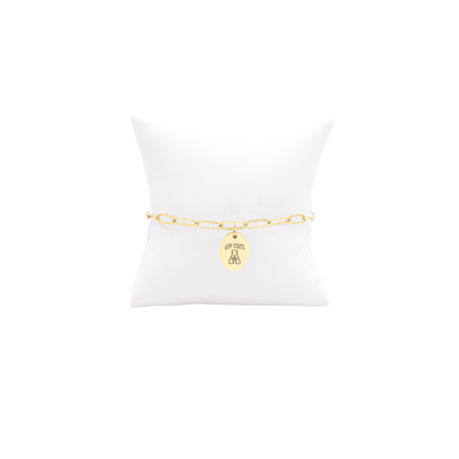 Appalachian State University Storyline Bracelet with Small Gold Oval Charm | Waterproof, Hypoallergenic & Tarnish Resistant
