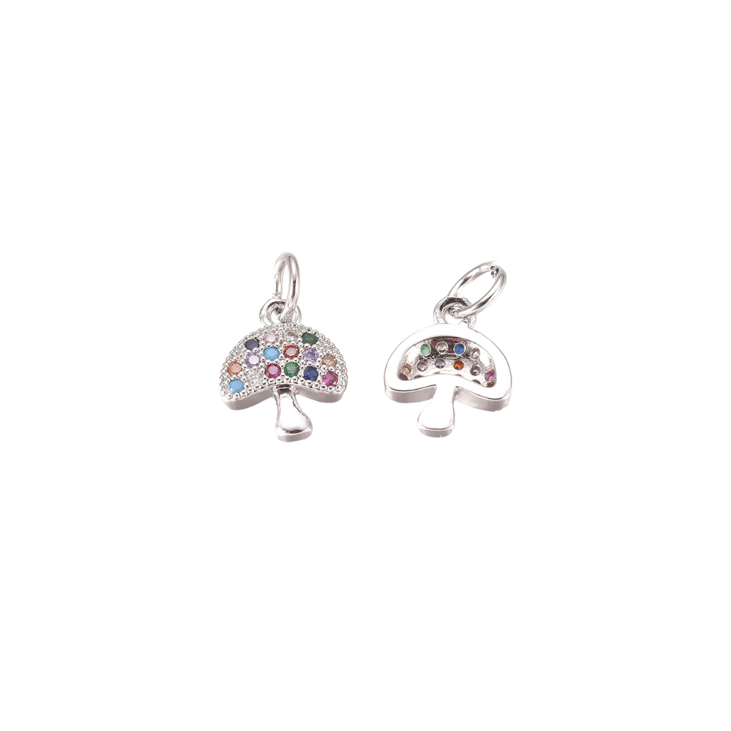 Front and back view of the Silver Mystic Mushroom Charm