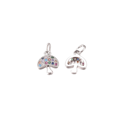 Front and back view of the Silver Mystic Mushroom Charm