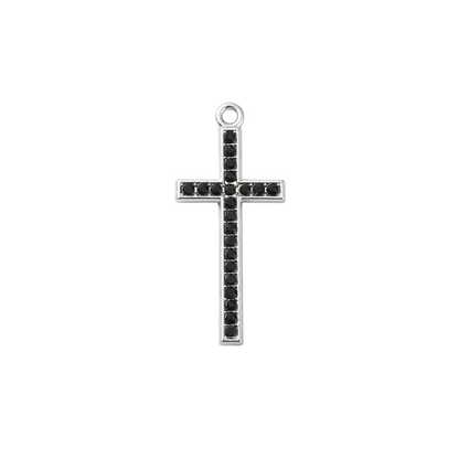 Silver Black Rhinestone Cross