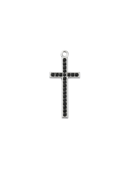 Silver Black Rhinestone Cross