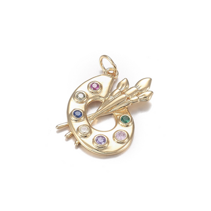 Gold and Cubic Zirconia Artist Palette Charm