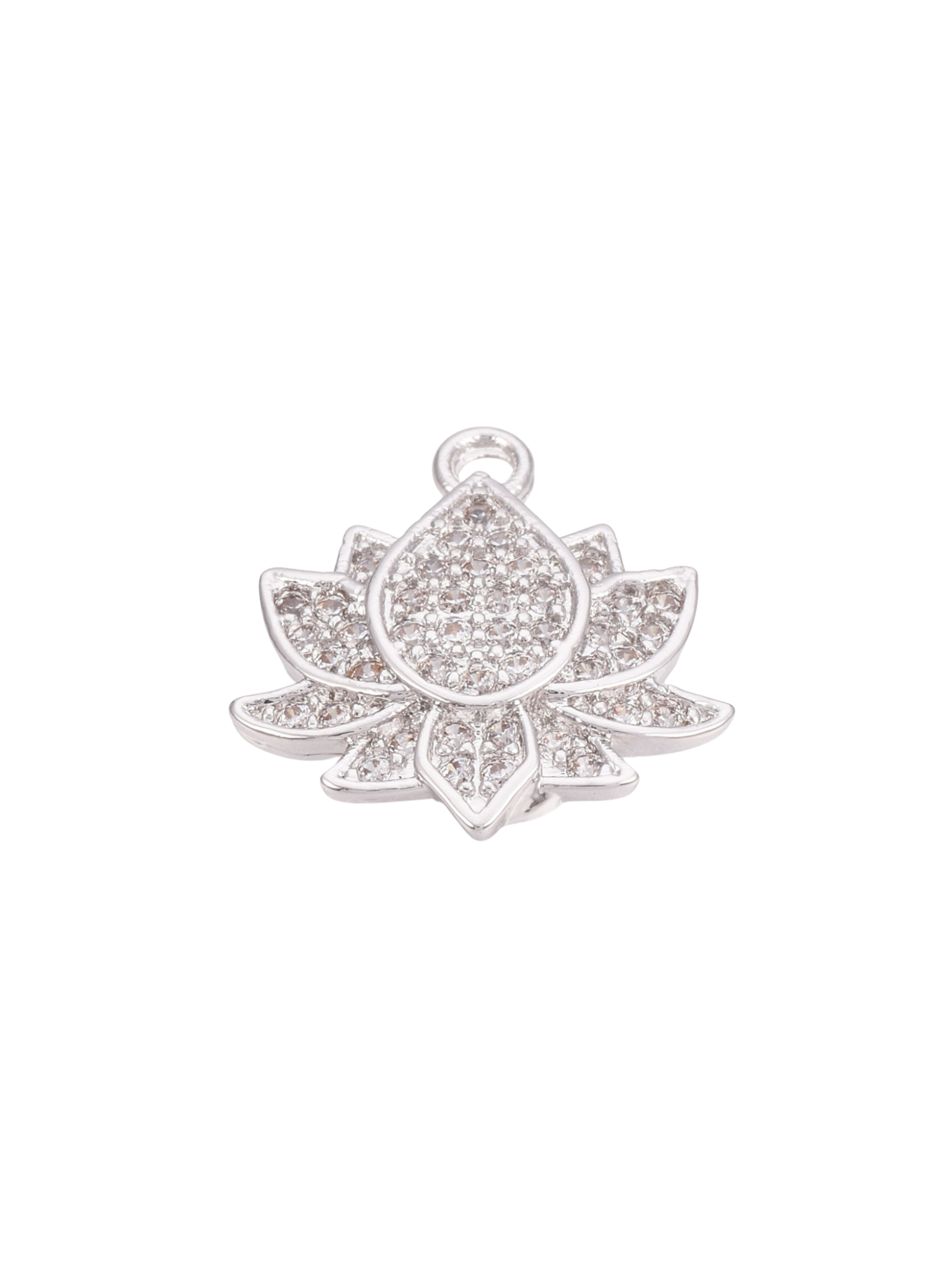 Silver Pave Lotus Flower
