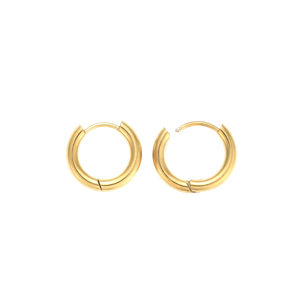 Gold 18K Ion Plated Huggie Hoop Earrings | Pair