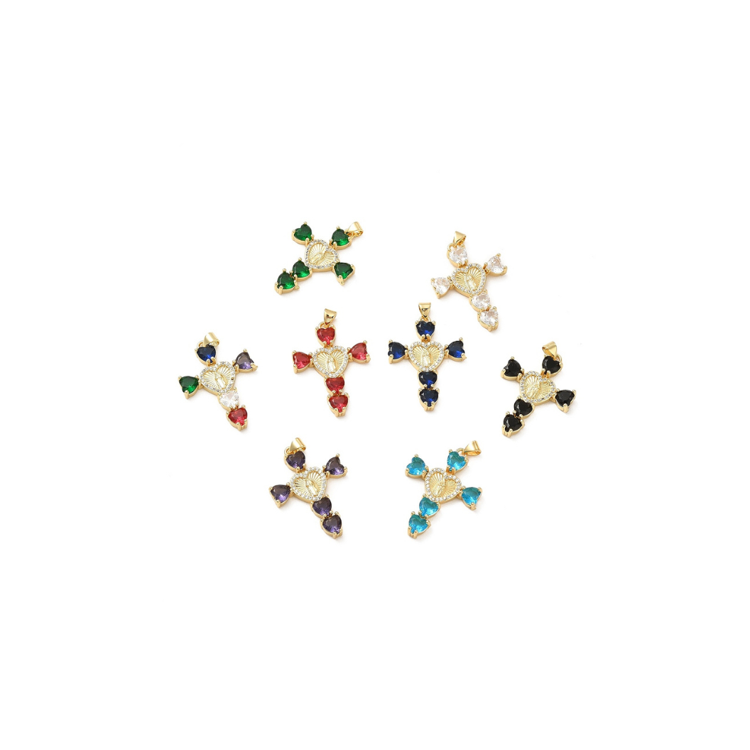 Gold Virgin Mary Cross Charm-Assorted