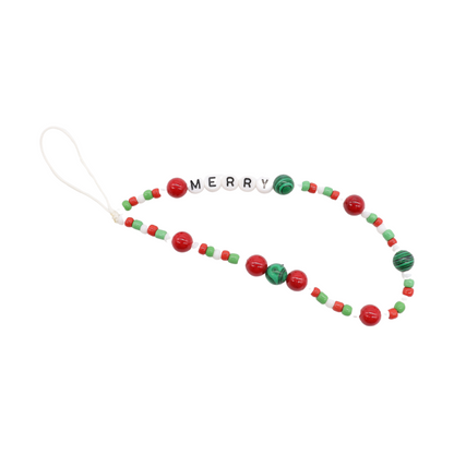 Front of the "Merry" - Beaded Phone Chain