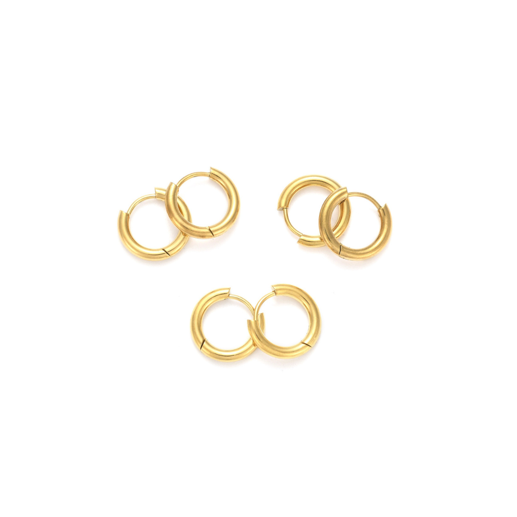 Gold 18K Ion Plated Huggie Hoop Earrings | Pair