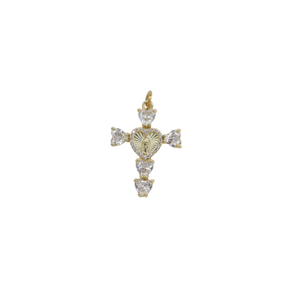 Front view of the Gold Virgin Mary Cross Charm | Assorted