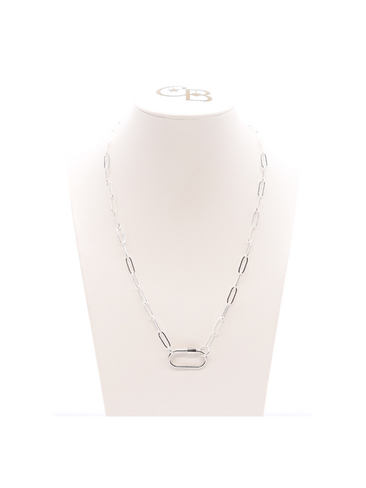 * Silver Ashley Necklace with Piper Carabiner| 20 inch