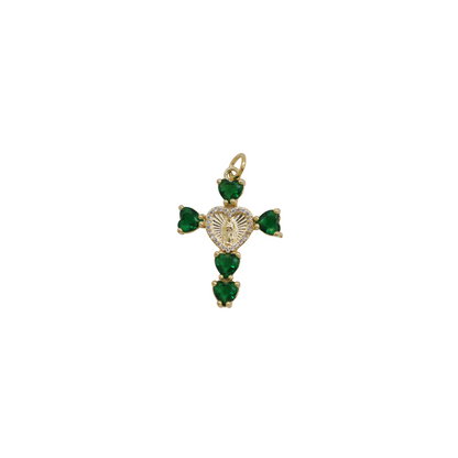 Front view of the Gold Virgin Mary Cross Charm | Assorted