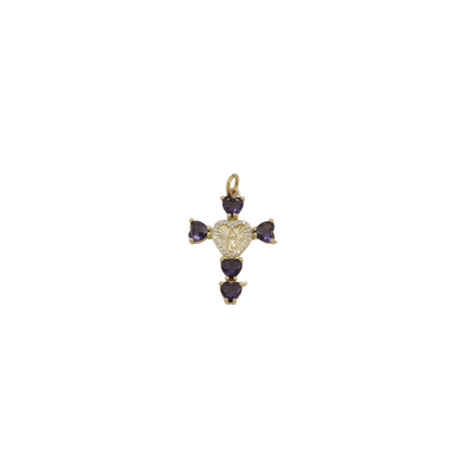 Front view of the Gold Virgin Mary Cross Charm | Assorted