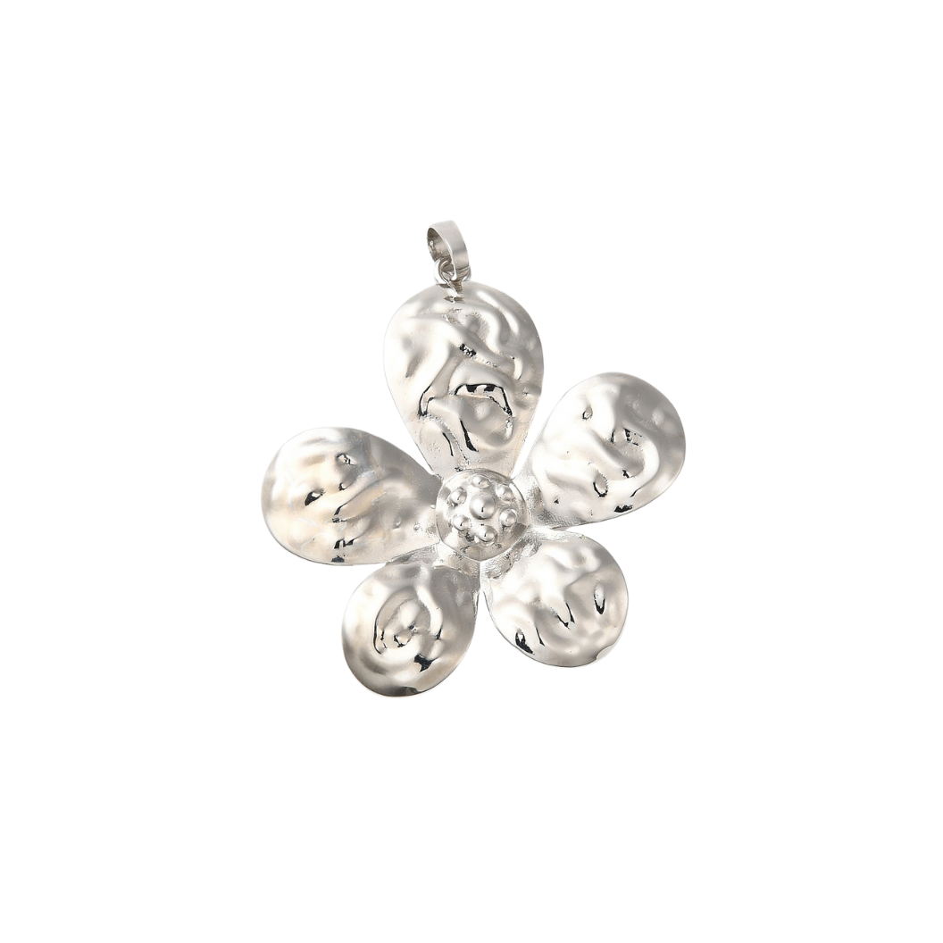 Silver 5 Petal Flower Charm