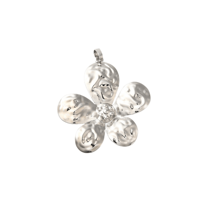 Front view of the Silver 5 Petal Flower Charm