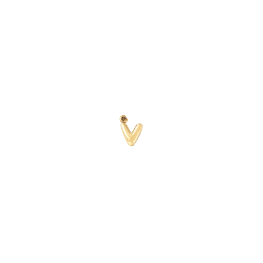 Gold letter V on white background 