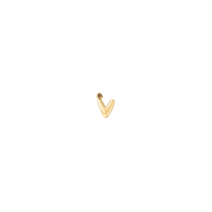 Gold letter V on white background 