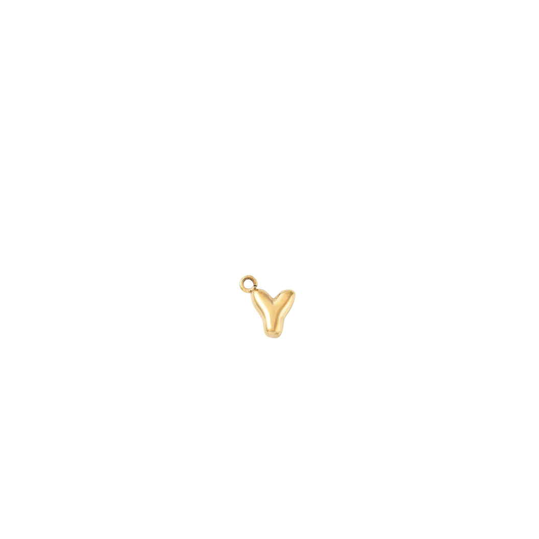 Gold 'Y' shaped pendant on a white background