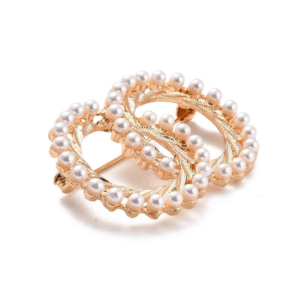 Gold Double Ring Pearl Brooch | Shoe, Purse & Hat Charm