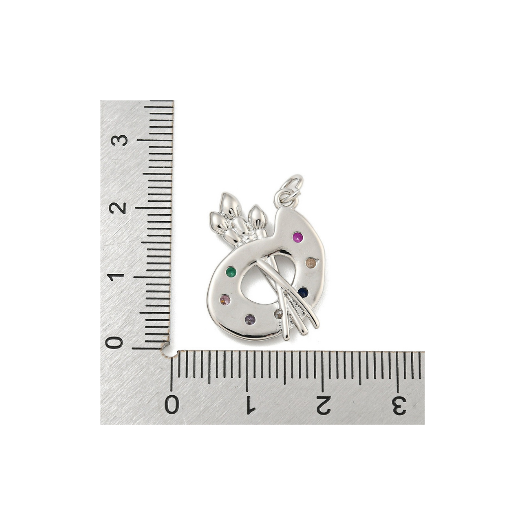 Silver and Cubic Zirconia Artist Palette Charm