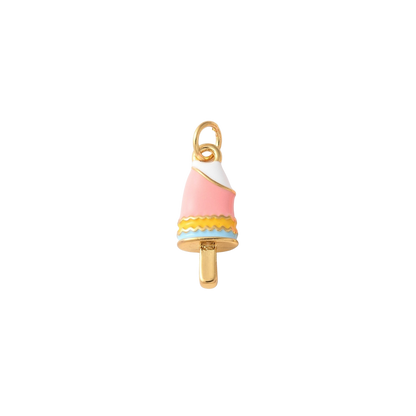 Ice cream popsicle charm with gold top on a white background