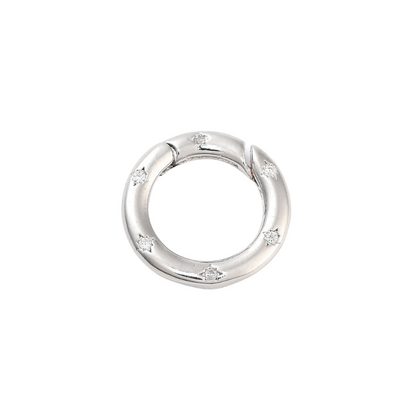Front view of the Silver Lily Carabiner | Cubic Zirconia Circle Necklace Carabiner