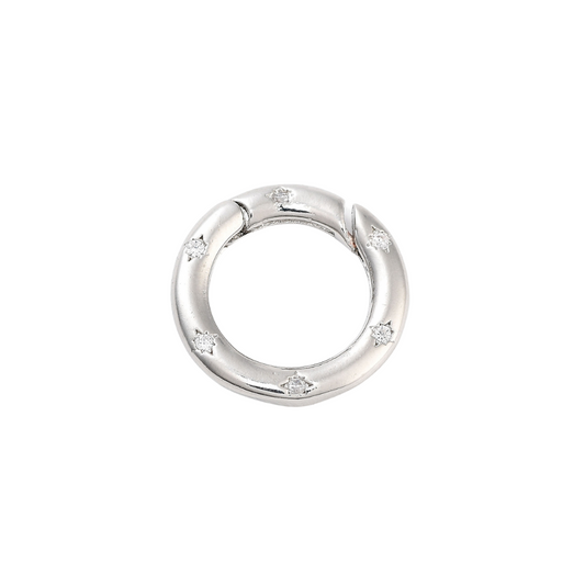 Front view of the Silver Lily Carabiner | Cubic Zirconia Circle Necklace Carabiner
