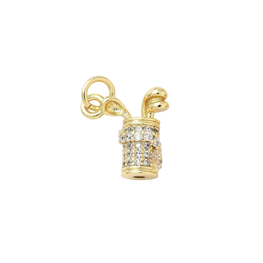Gold Glitz Golf Bag with Cubic Zirconia  Charm