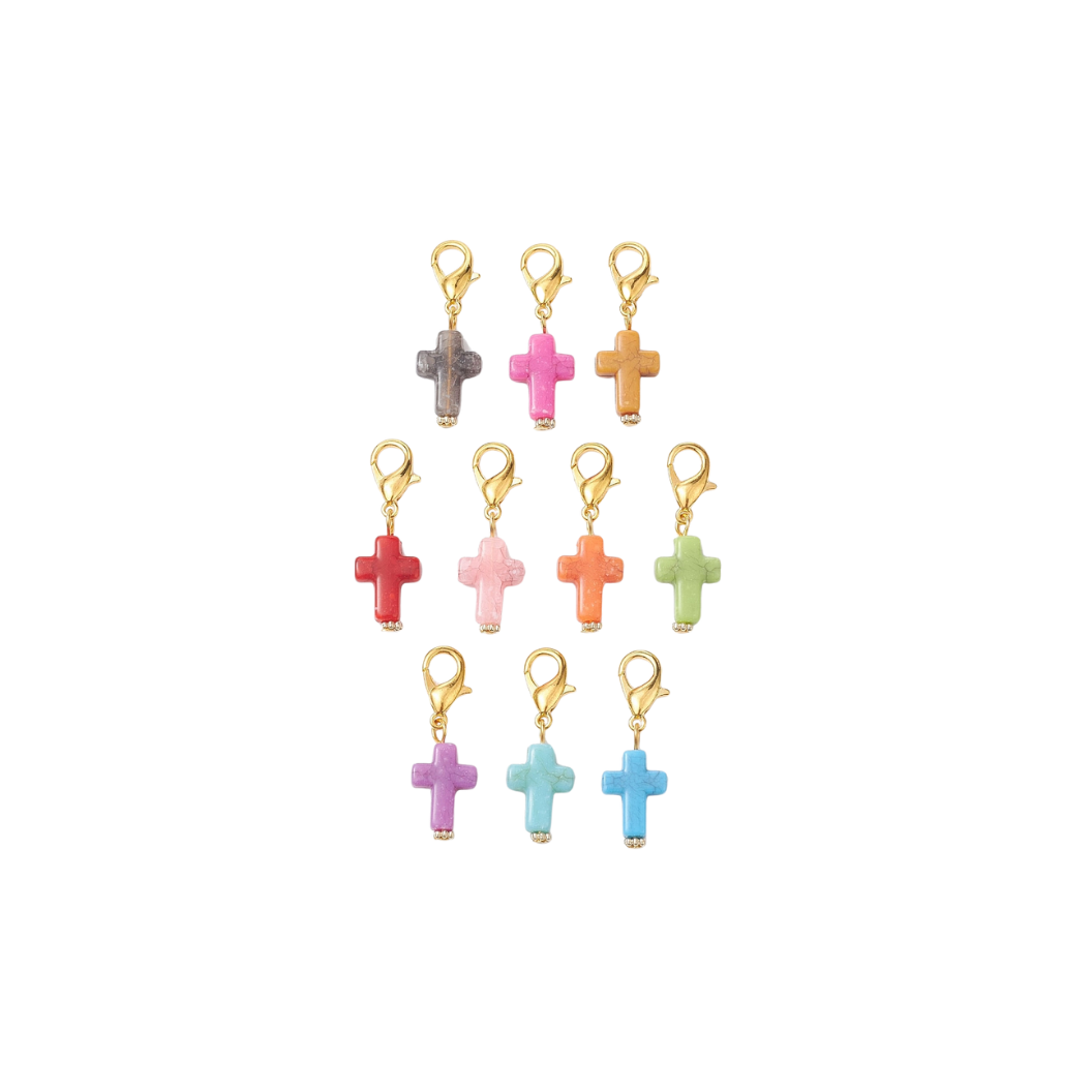 Transparent Gold Faith Flare Cross Charm 