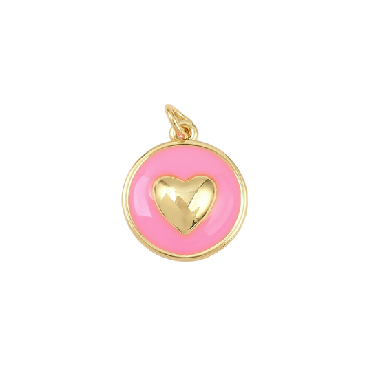 Gold Beloved Heart Pink Charm