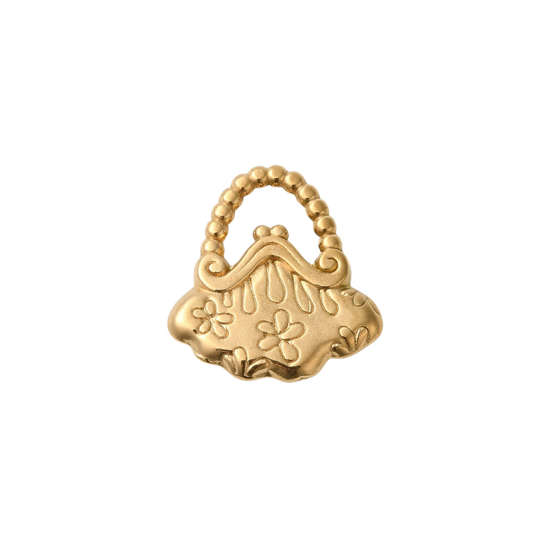 Gold ring with floral designs on a white background