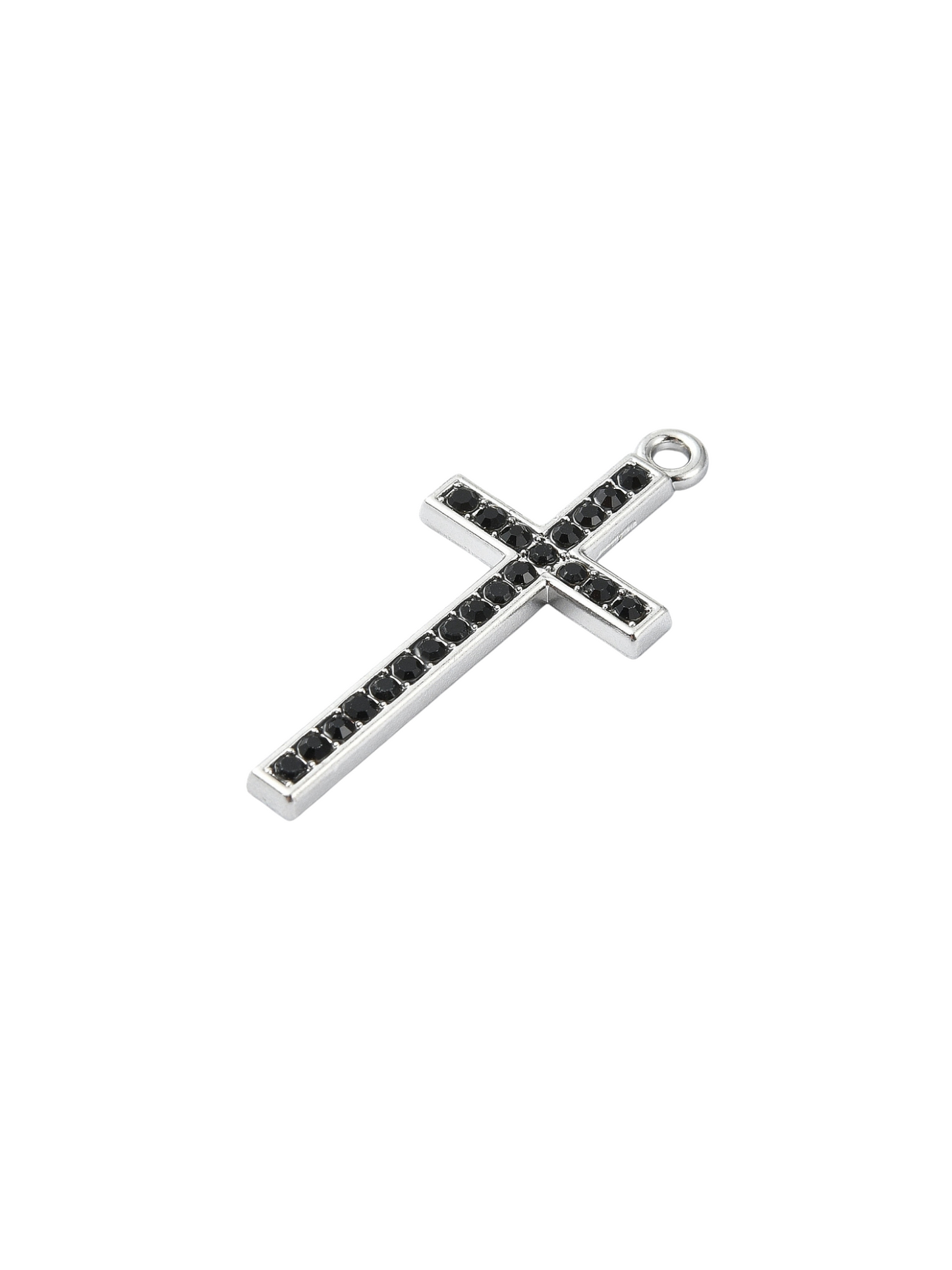 Silver Black Rhinestone Cross