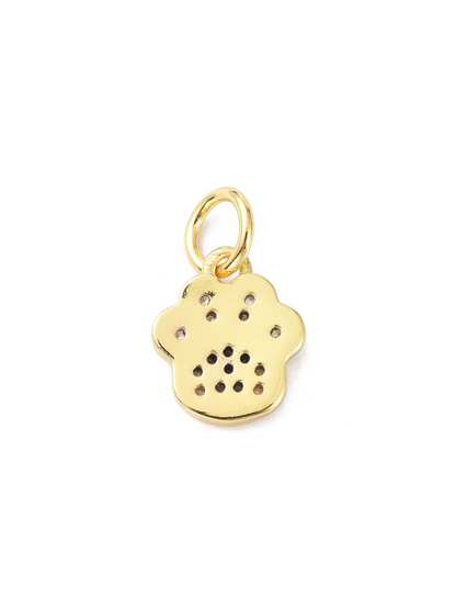 Gold and Cubic Zirconia Paw Print Charm