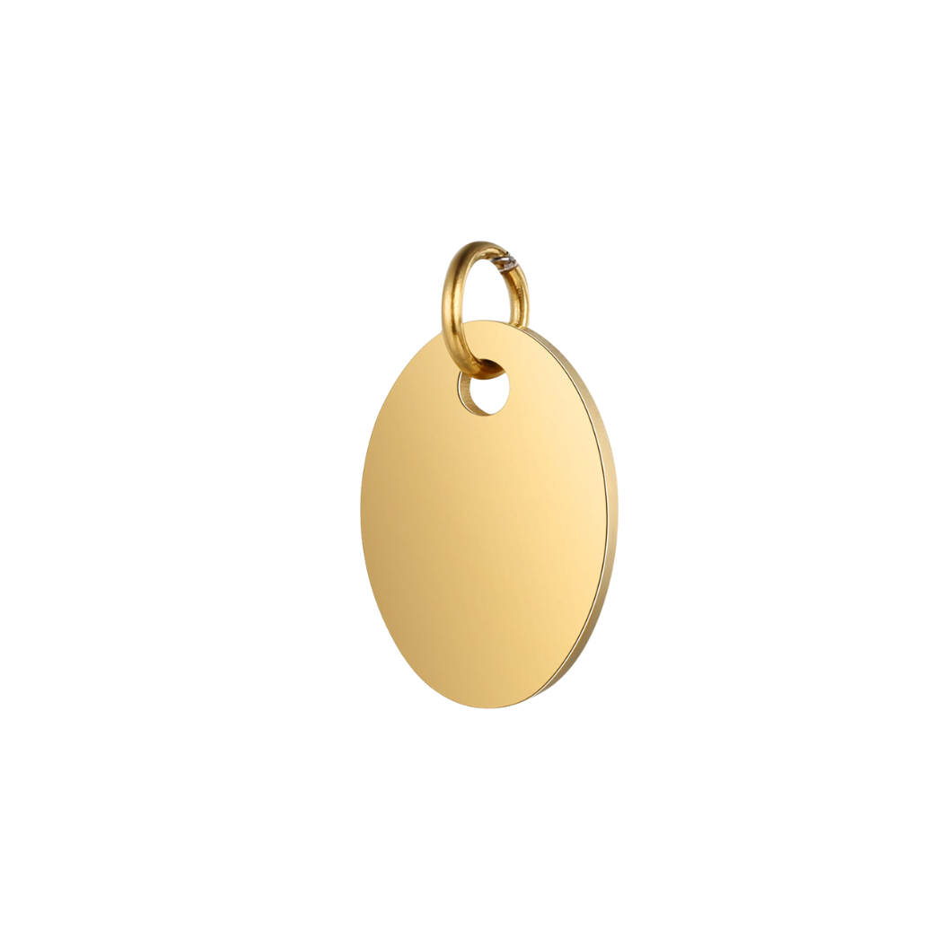 Engravable Blank Large Oval Gold Charm
