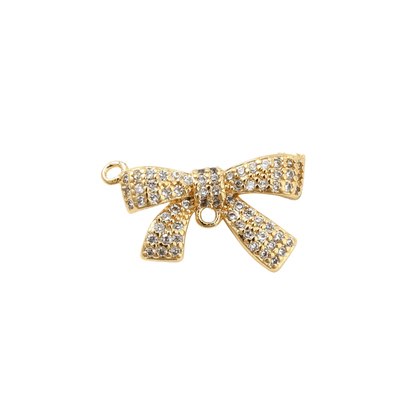 Front view of the Gold Cubic Zirconia Bow Charm